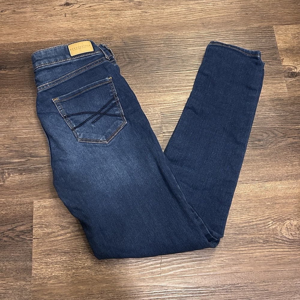 Aeropostale Women's High Waisted Jeggings Size 00 Dark Wash Stretch Denim